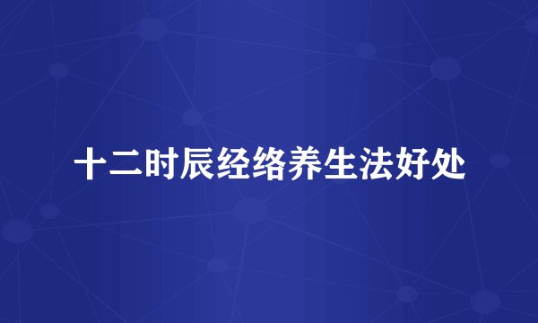 十二时辰经络养生法好处