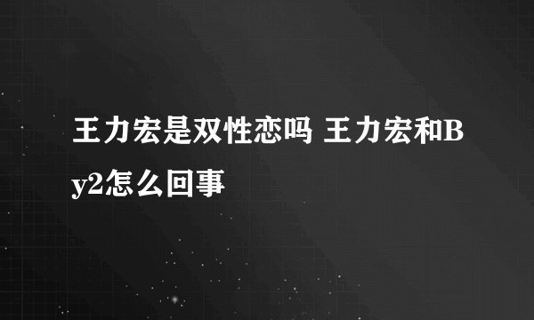 王力宏是双性恋吗 王力宏和By2怎么回事