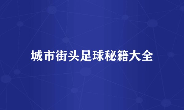 城市街头足球秘籍大全