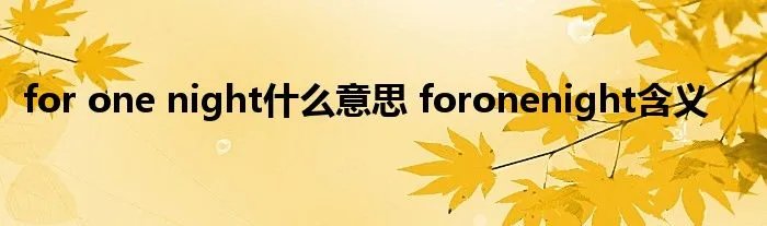 for one night什么意思 foronenight含义