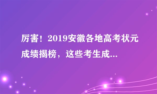 厉害！2019安徽各地高考状元成绩揭榜，这些考生成绩让人刮目相看