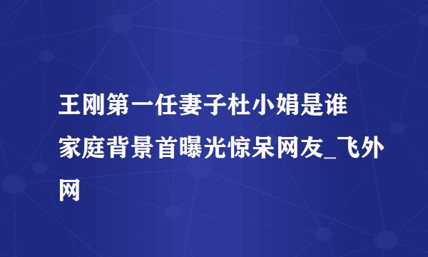 王刚第一任妻子杜小娟是谁 家庭背景首曝光惊呆网友_飞外网