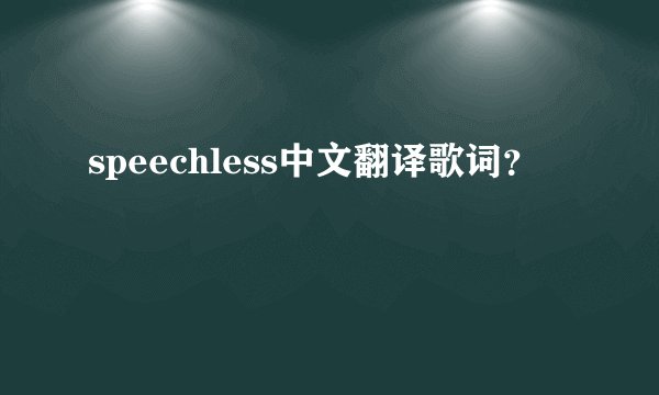 speechless中文翻译歌词？