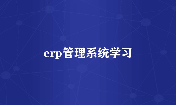 erp管理系统学习