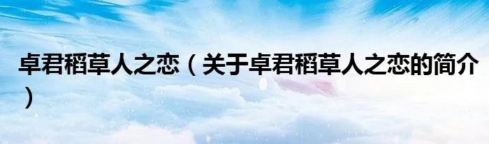 卓君稻草人之恋（关于卓君稻草人之恋的简介）