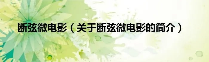 断弦微电影（关于断弦微电影的简介）