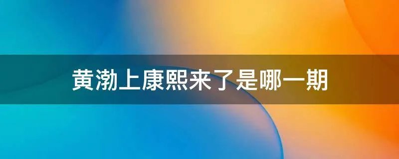 黄渤上康熙来了是哪一期