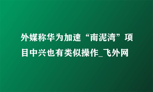 外媒称华为加速“南泥湾”项目中兴也有类似操作_飞外网
