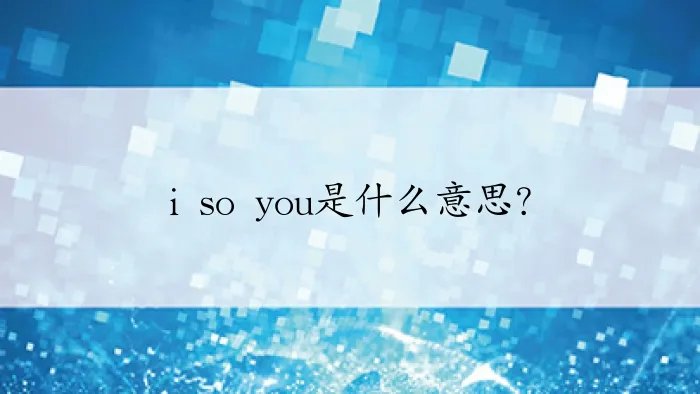i so you是什么意思？