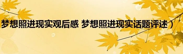 梦想照进现实观后感 梦想照进现实话题评述）