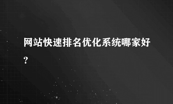 网站快速排名优化系统哪家好？