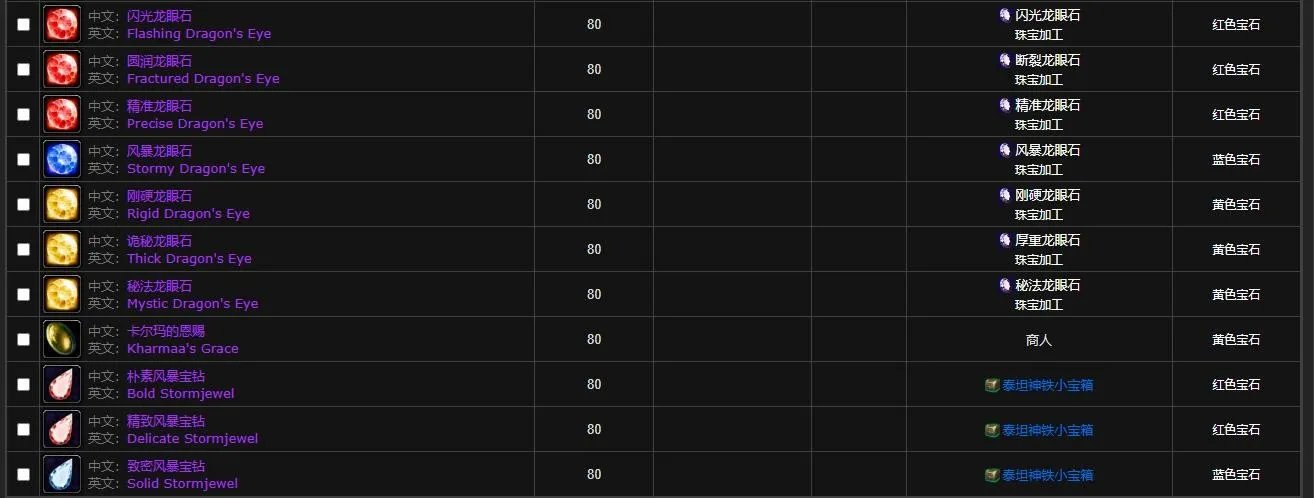 魔兽世界wlk珠宝图纸大全