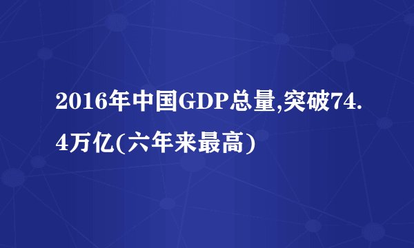 2016年中国GDP总量,突破74.4万亿(六年来最高)