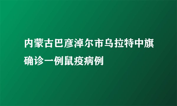 内蒙古巴彦淖尔市乌拉特中旗确诊一例鼠疫病例