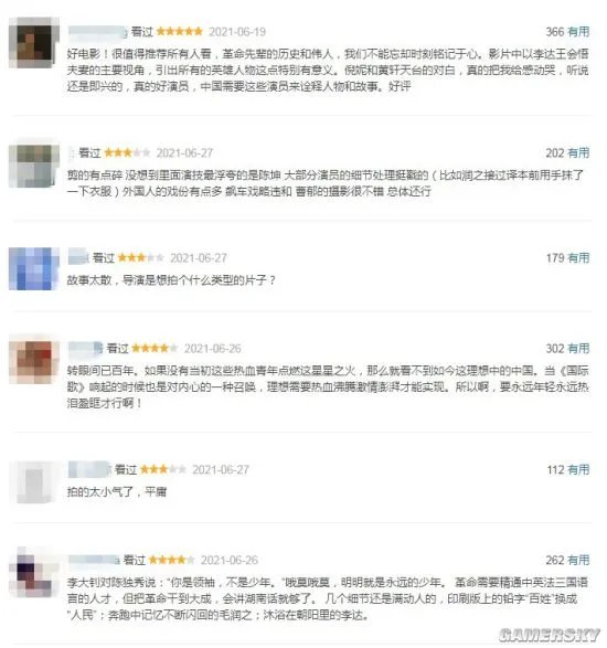 《1921》豆瓣评分6.7 再现先辈精神、情节稍显零碎