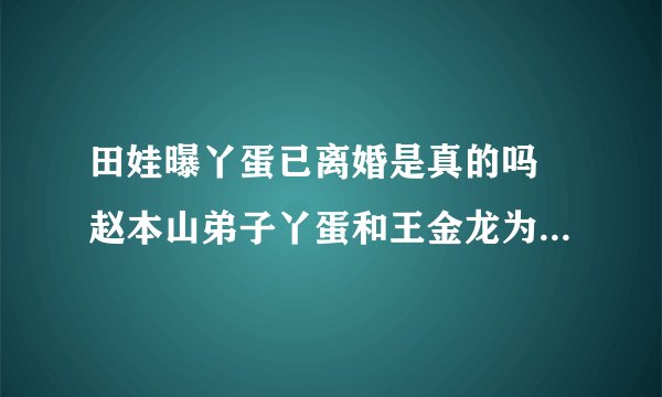 田娃曝丫蛋已离婚是真的吗 赵本山弟子丫蛋和王金龙为什么离婚