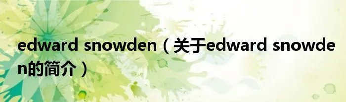 edward snowden（关于edward snowden的简介）