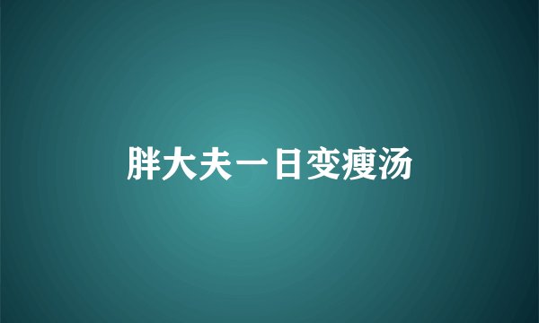 胖大夫一日变瘦汤