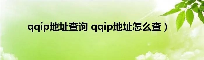 qqip地址查询 qqip地址怎么查）