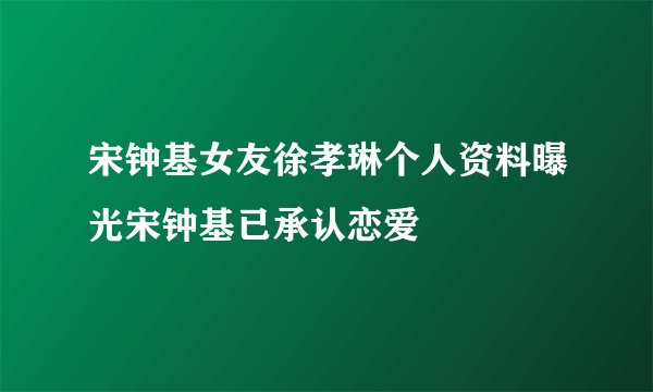 宋钟基女友徐孝琳个人资料曝光宋钟基已承认恋爱