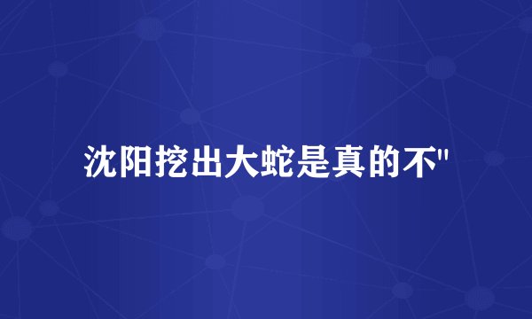 沈阳挖出大蛇是真的不