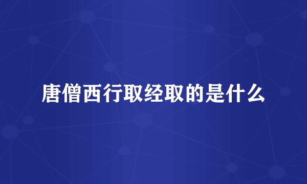 唐僧西行取经取的是什么