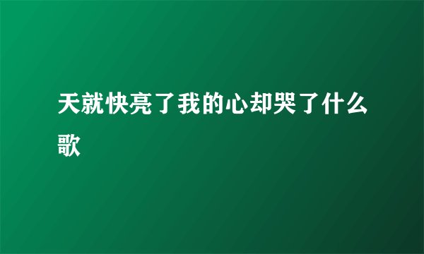 天就快亮了我的心却哭了什么歌