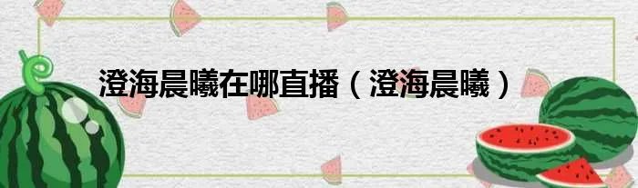 澄海晨曦在哪直播（澄海晨曦）