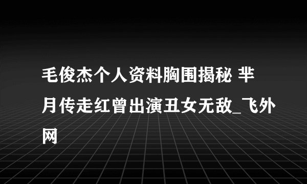 毛俊杰个人资料胸围揭秘 芈月传走红曾出演丑女无敌_飞外网