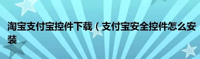 淘宝支付宝控件下载（支付宝安全控件怎么安装