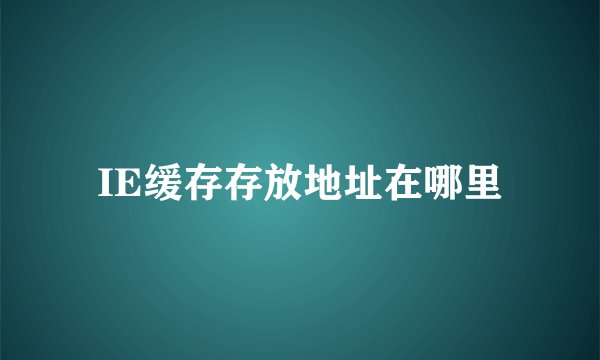 IE缓存存放地址在哪里