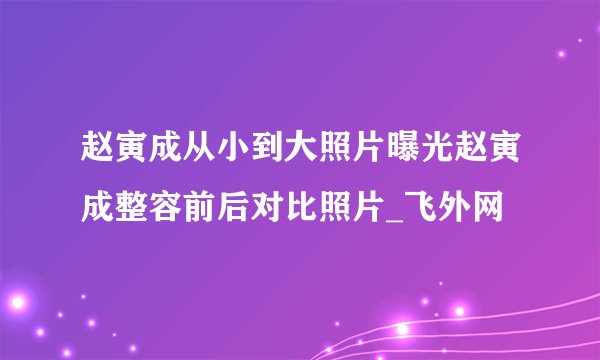 赵寅成从小到大照片曝光赵寅成整容前后对比照片_飞外网