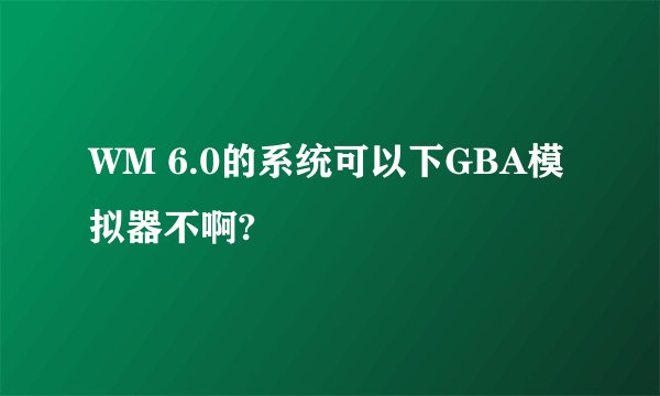 WM 6.0的系统可以下GBA模拟器不啊?