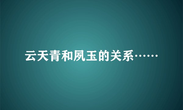 云天青和夙玉的关系……