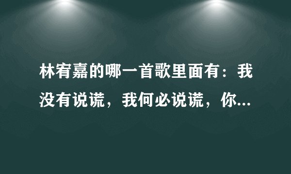 林宥嘉的哪一首歌里面有：我没有说谎，我何必说谎，你懂我的我对你从来就不会假装。这句话？歌名是什么？