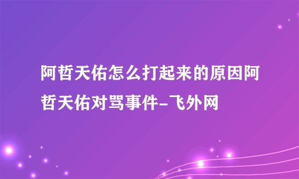 阿哲天佑怎么打起来的原因阿哲天佑对骂事件-飞外网