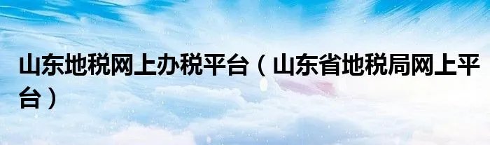 山东地税网上办税平台（山东省地税局网上平台）
