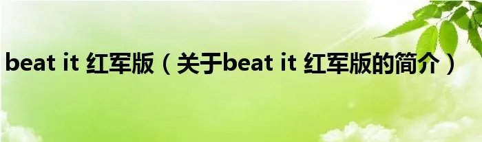 beat it 红军版（关于beat it 红军版的简介）