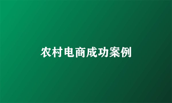 农村电商成功案例