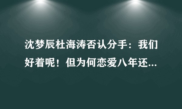 沈梦辰杜海涛否认分手：我们好着呢！但为何恋爱八年还不结婚？