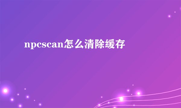 npcscan怎么清除缓存
