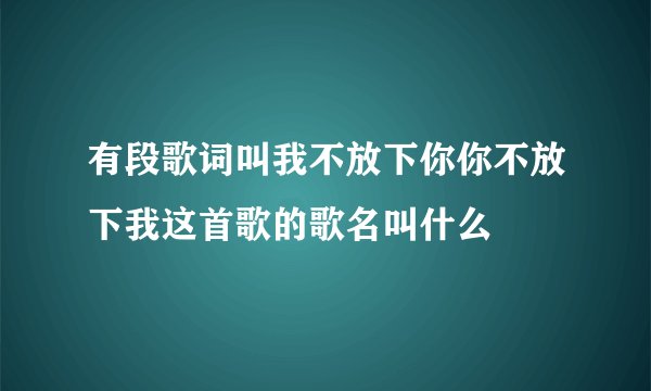 有段歌词叫我不放下你你不放下我这首歌的歌名叫什么
