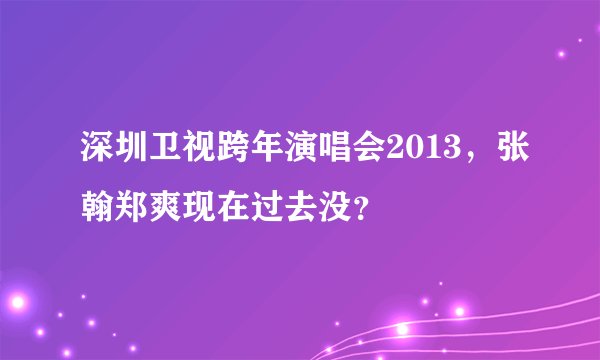 深圳卫视跨年演唱会2013，张翰郑爽现在过去没？