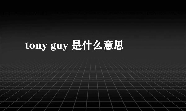 tony guy 是什么意思