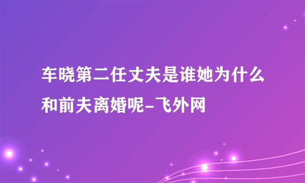 车晓第二任丈夫是谁她为什么和前夫离婚呢-飞外网
