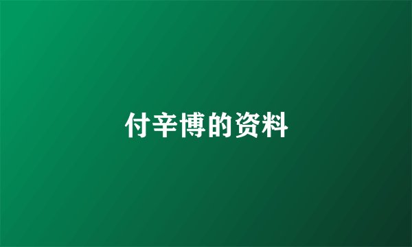 付辛博的资料