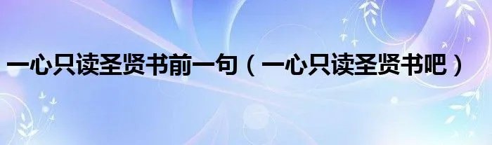 一心只读圣贤书前一句（一心只读圣贤书吧）