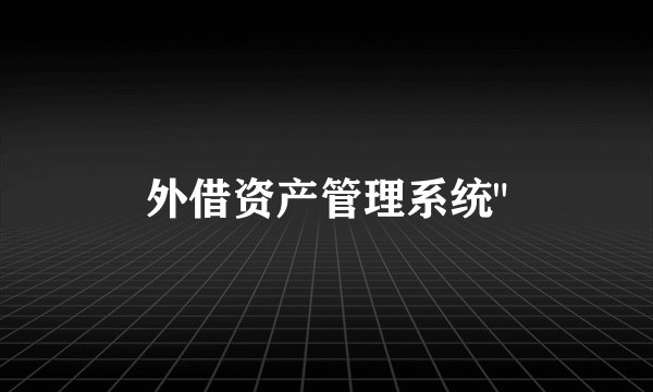 外借资产管理系统