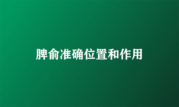 脾俞准确位置和作用