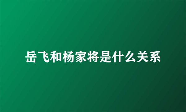 岳飞和杨家将是什么关系
